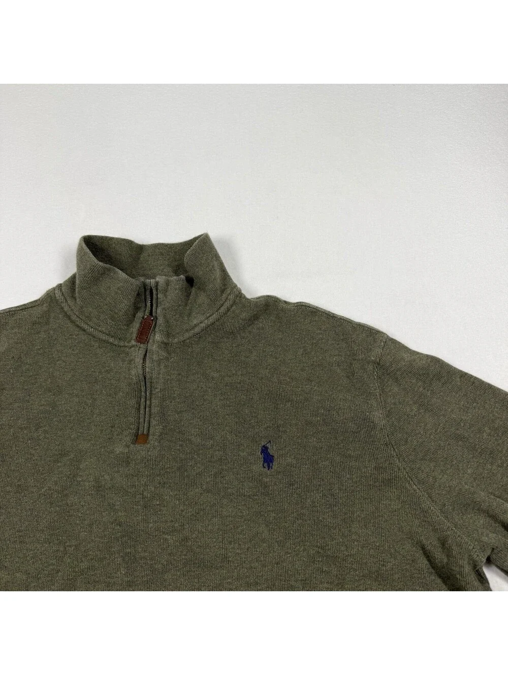 Polo Ralph Lauren Men’s 1/4 Zip Sweater Pullover Men’s XL Green USA Fabric